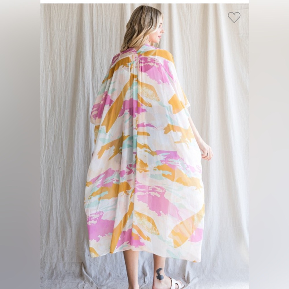 Pastel Long Kimono Coverup - Picture 2 of 2